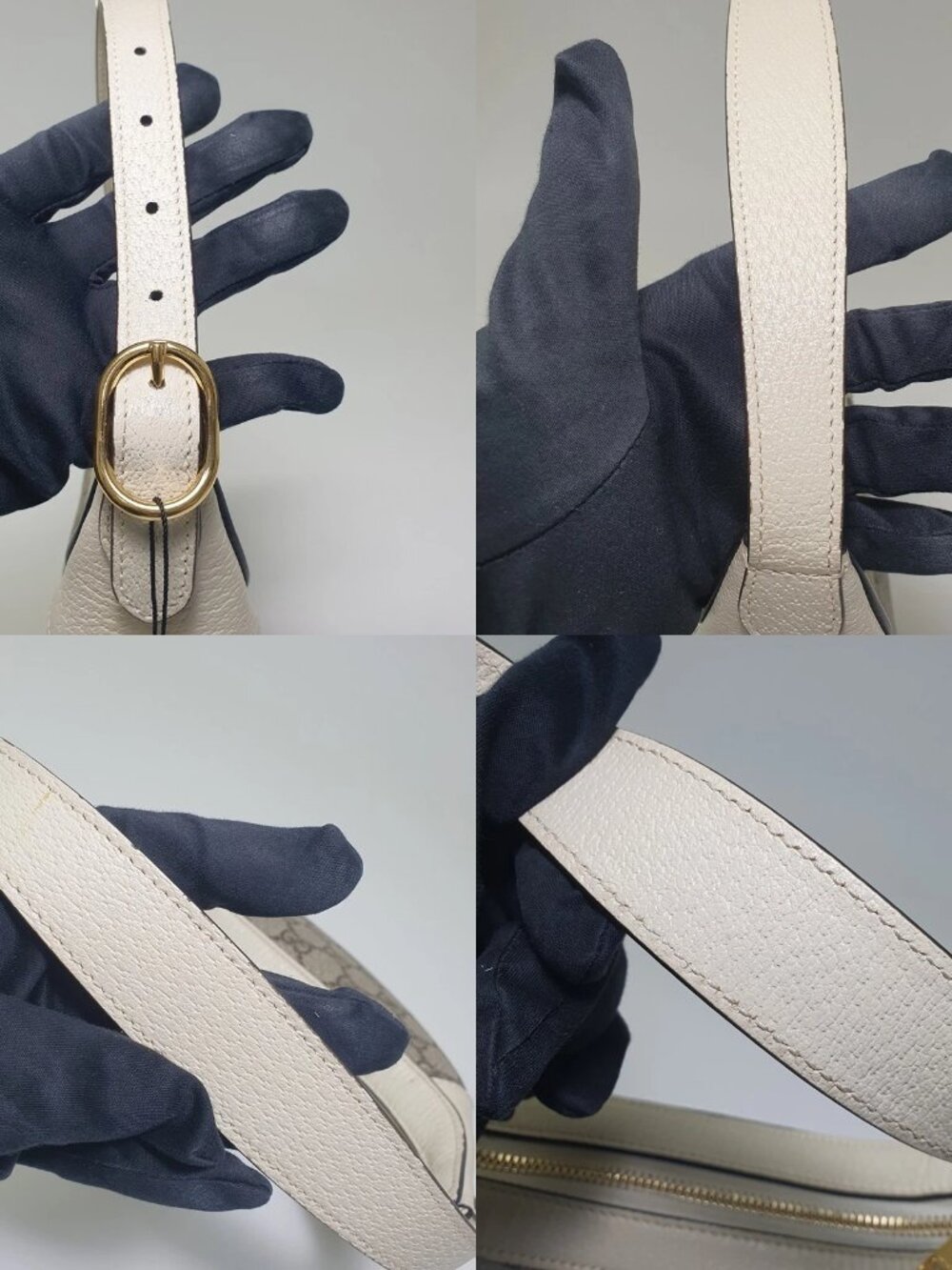 Authentic Gucci GG Canvas Mini Crescent Bag White Leather Trim Shoulder Bag - Picture 7 of 10